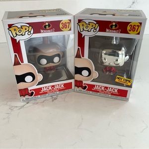 2 Funko POP! Vinyl Figures (Jack-Jack 367 Original & HT EXCL Chrome) Bundle